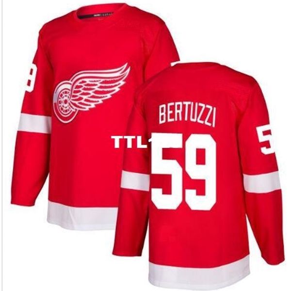 

real men real full embroidery 2018 detroit red wings 59 tyler bertuzzi hockey jersey or custom any name or number jersey, Black