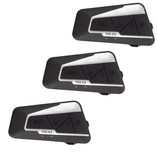 

3 pcs 1400meters motorcycle helmet full duplex intercom headset wireless bluetooth 5.0 interphone waterproof fm radio t9s-v31