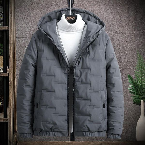 

solid winter parka men autumn winter windbreaker waterproof mens jacket korean style casual thick warm parkas hoodies hat coat, Black