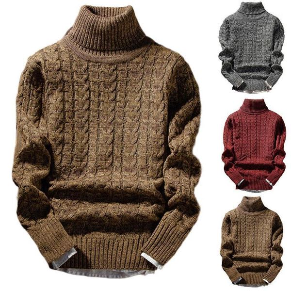 

men's sweaters casual men solid color winter turtle-neck long sleeve knitted sweater warm pullover men1, White;black