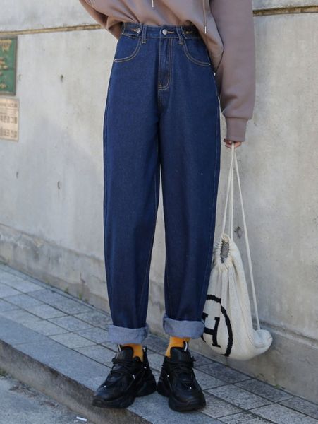 

dazy high waist mom jeans i22n#, Blue