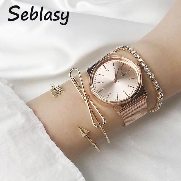 

charm bracelets sebalsy 3pcs/set punk small arrow bowknot crystal & bangles for women gold color valentine's day gifts, Golden;silver