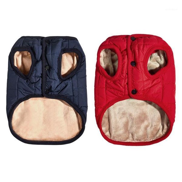 

dog apparel plush thick cotton-padded jacket snap button coat dark red1