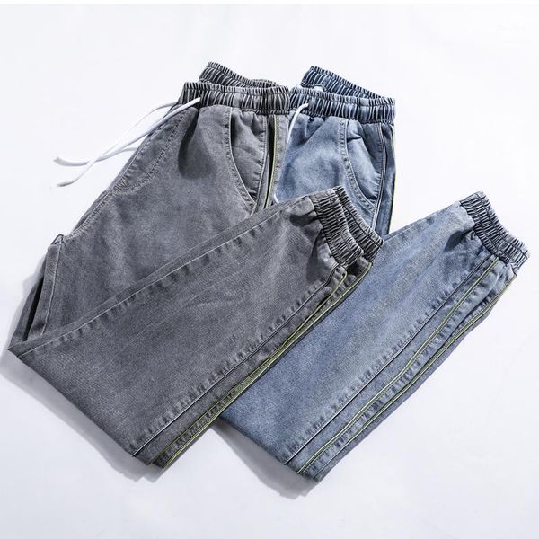 

hcxy brand mens jeans korean fashoin harem jeans pants for men vintage elastic waist denim pants male1, Blue