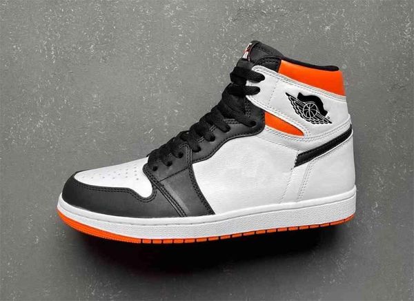 

2022 authentic 1 electro orange 1s man outdoor shoes white real leather sports sneakers 555088-180 with original box new track 1top