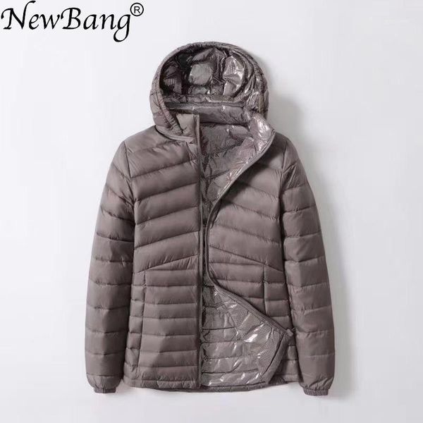 

newbang brand women's down coat hat detachable ultra light down jacket women autumn winter hooded feather warm jacket1, Black