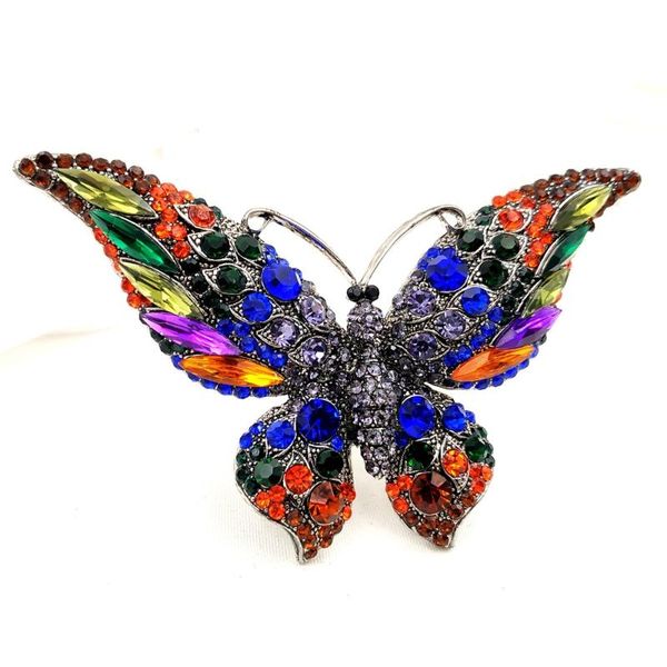 

pins, brooches nature inspiration vintage purple blue 3.8"x2.6" large butterfly broaches &pins for women heavy coat sweater cape c, Gray