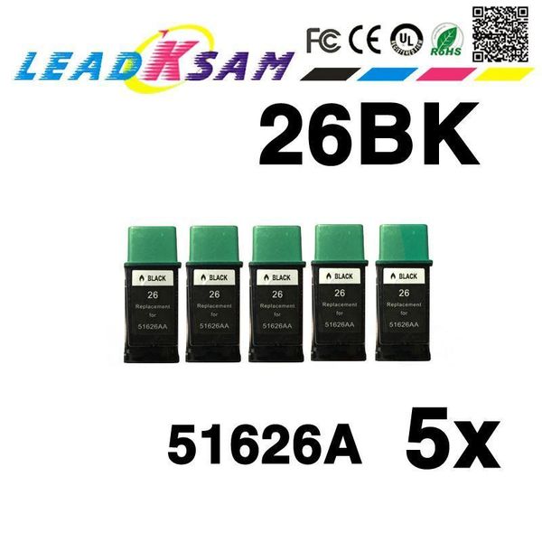

ink cartridges 5x black cartridge compatible for 26 51626a deskjet 200/320/340/400/500c/505k/540 printer cartridge1
