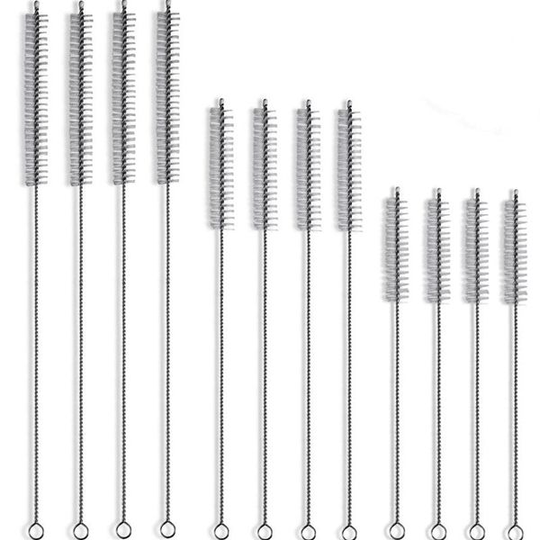

17cm 20cm 24cm stainless steel straw brushes cleaners milk tea brush reusable baby bottle brushes kitchen tools