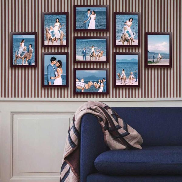 

9pcs picture p frame set diy removable wall mural black white color ps frames sticker decal living room home decor 7inch