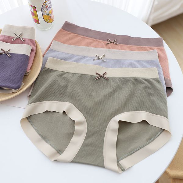 

pure colour autumn without couture high-rise briefs women's panties n662 qbnt, Black;pink