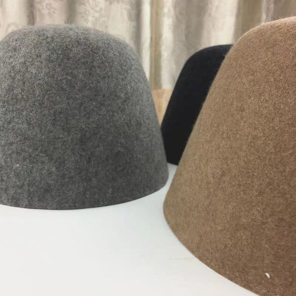 

2020 лучшая осень зима мода женщины чистые 100% шерсть fedoras ковш коврик козырек складной рыболовный ковш шляпа высокого качества мода вой, Black;white