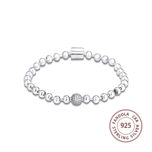 

100% new 925 sterling silver bracelet femme beads & pave bangles bracelets for women fashion jewelry pulseira accesorios mujer 201211, Black