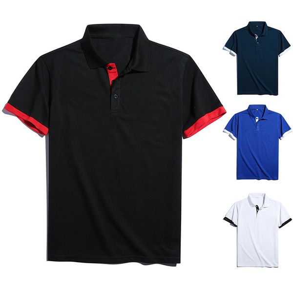 

2020 new solid color stitching casual short sleeve men's polo shirt, White;black