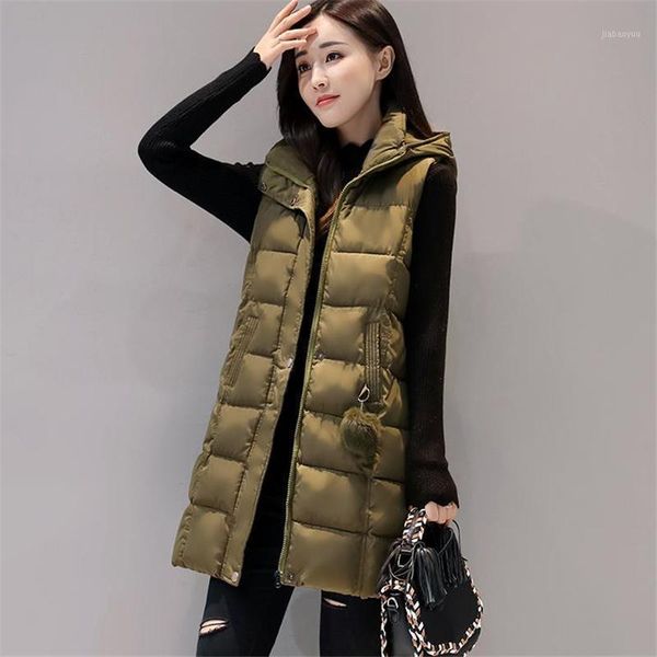 

female oversized hooded abajo chaqueta lady winter slim long doudoune plus size down vests woman down waistcoat women vest1, Black;white
