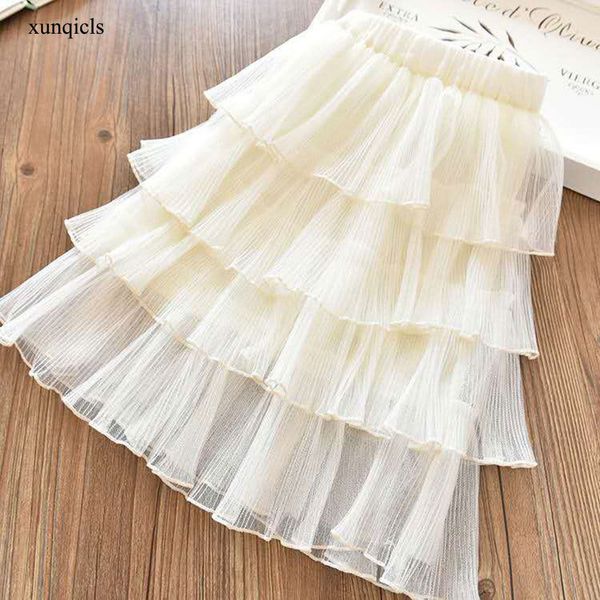 

summer girl long skirts 2020 children girl clothing kids tulle pleated skirt baby girl skirts clothes 3-12year y200704