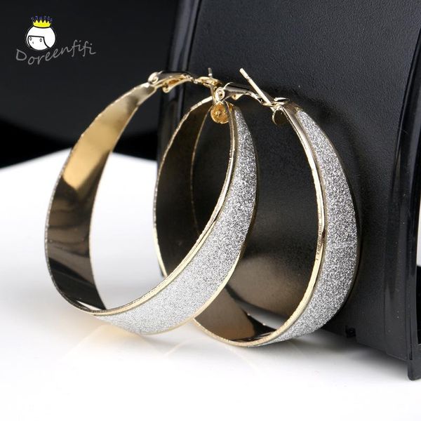 

hoop & huggie gold-color big circle earrings for women steampunk ear clip party jewelry accessories gift brincos oorbellen pendientes, Golden;silver