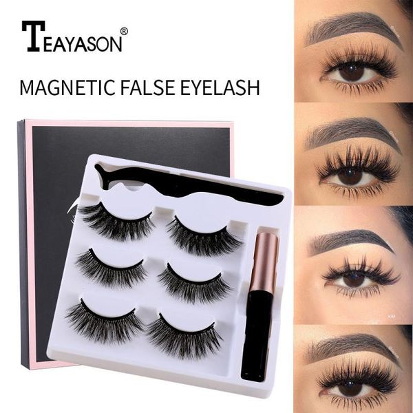 

false eyelashes 3pairs 3d mink lashes magnetic eyeliner liquid lash vendors natural fake set tslm1