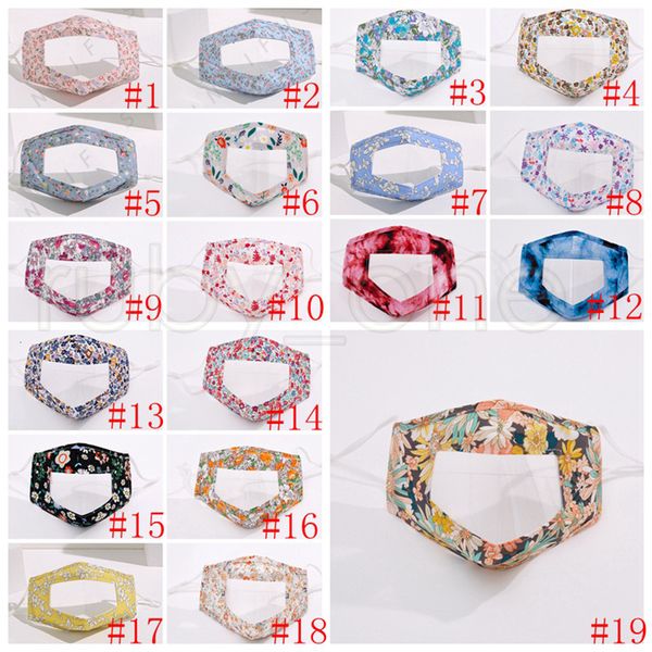 

washable factory reusable deaf-mute transparent floral face printing masks anti dust antifog earloop clear lip pvc mask pkcy0