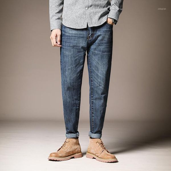 

men's jeans vintage men fashion streetwear straight loose blue denim harem pants1