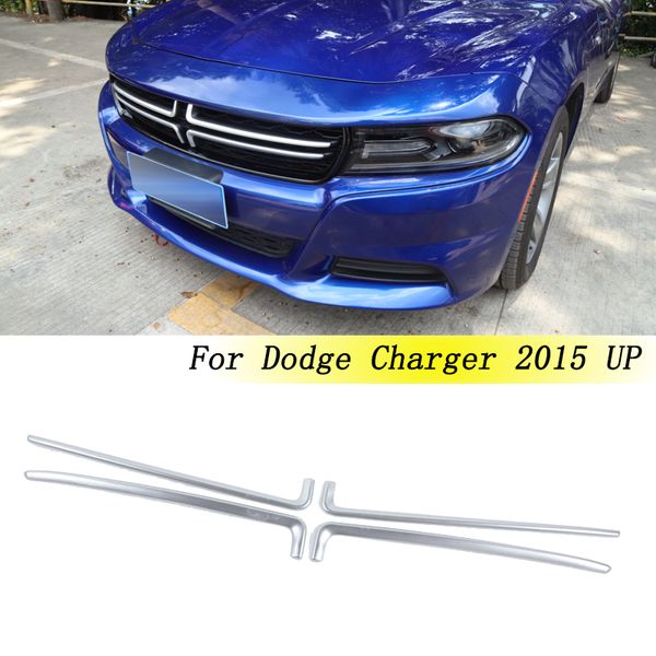 Copertura della griglia della griglia anteriore dell'automobile d'argento Dcoration Trim 4 pezzi per Dodge Charger 2015 UP Accessori esterni per auto