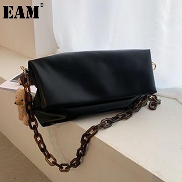 

shoulder bags [eam] women small acrylic chains pu leather flap personality all-match crossbody bag fashion tide 2021 18a0898