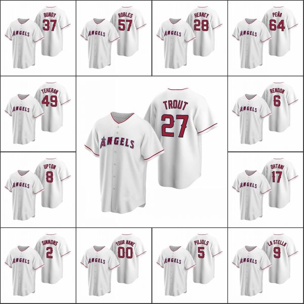 

los angeles angels #17 shohei ohtani 27 mike trout 6 anthony rendon men women youth custom white replica home jersey, Black