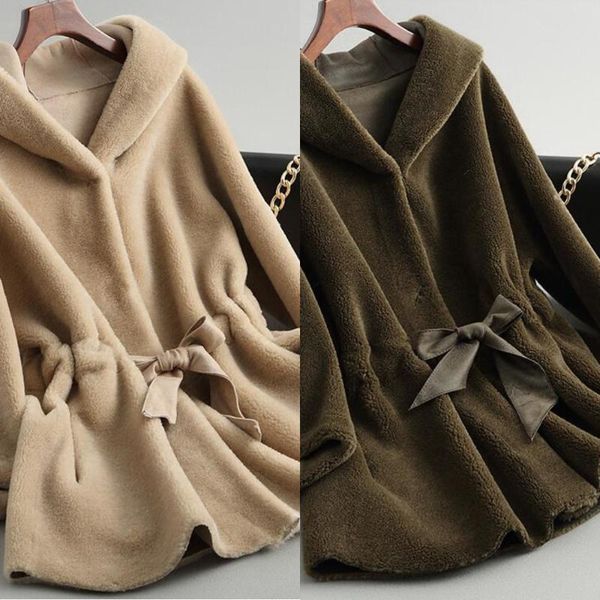 

women's fur & faux winter artificial coat with hooded fake coats size jacket women thicken warm female, Black