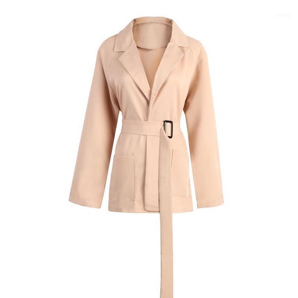 

casual women's trench coat with adjustable waist belt sashes solid slim oversize 4xl spring autumn woman's fashion clothing1, Tan;black