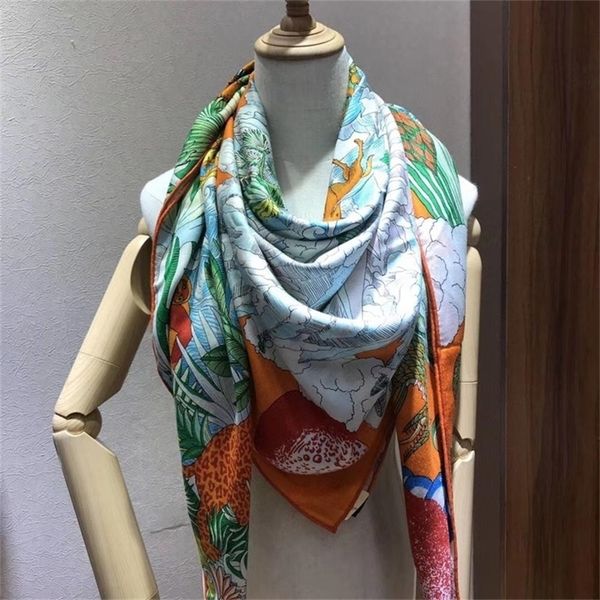 

new arrival autumn spring classic design 140*140 cm animal 65% cashmere 35% silk scarf wrap for women lady girl y201007, Blue;gray