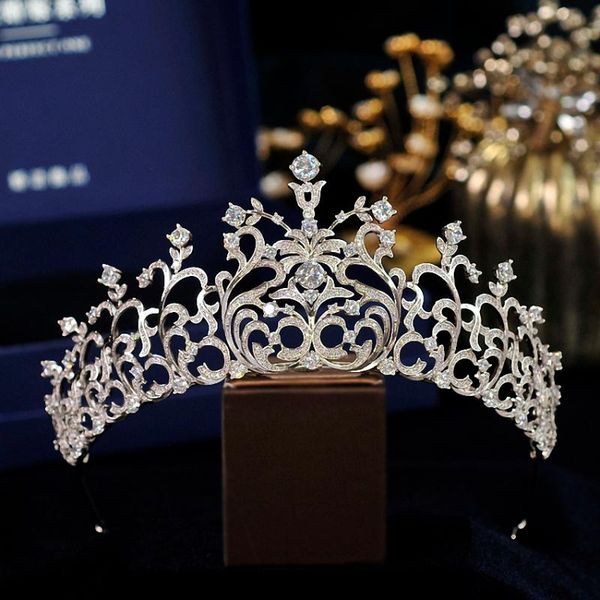 

cz elegant heart trendy wedding hair accessories bridal tiaras silver color headpiece simple hair jewellery head decoration, Golden;silver