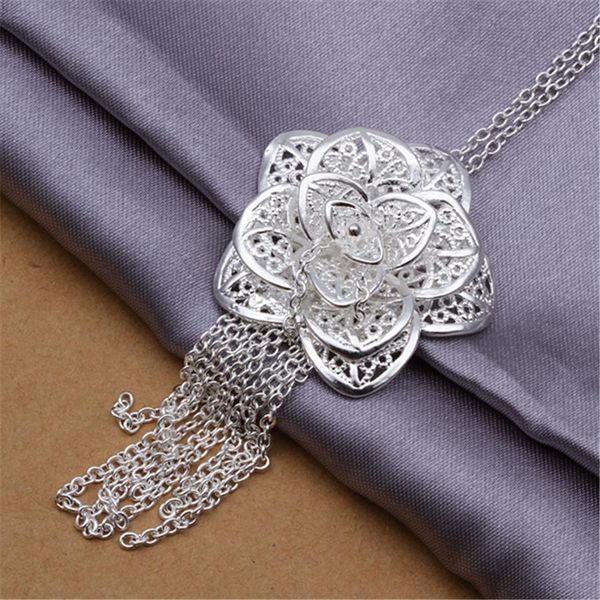 

specials explosion models silver color necklace fashion aesthetic women flower necklace specials explosion cotton wholesale h bbyblg
