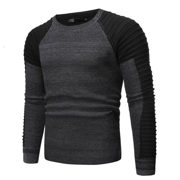 

autumn winter knitted sweater men new casual slim o-neck pullover men full sleeve patchwork sweaters knittwear jumper pull homme, White;black