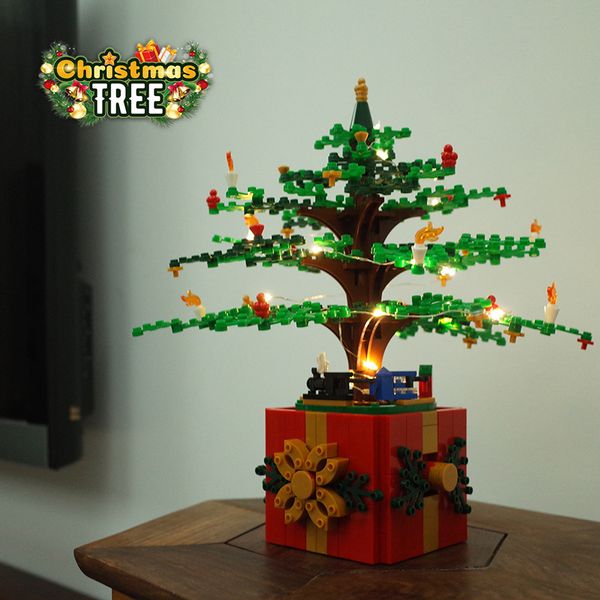 

christmas trees building block compatible street view small particle assembled toy christmas gift for kid