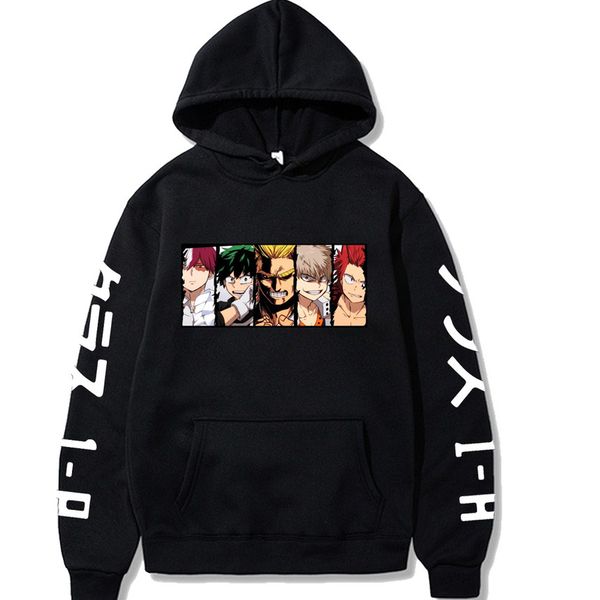 

my hero college hoodie, long sved sweater, harajuku style, Black