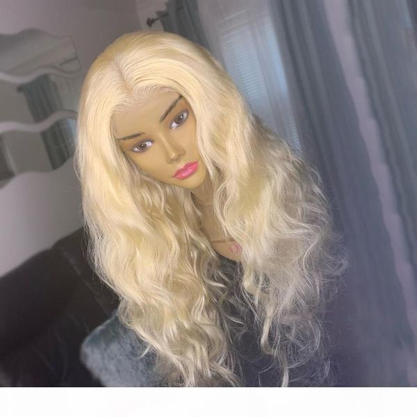 

613 t part lace wigs loose wave wig brazilian human hair remy hair blonde color pre plucked bleached knots 130 density jk, Black;brown