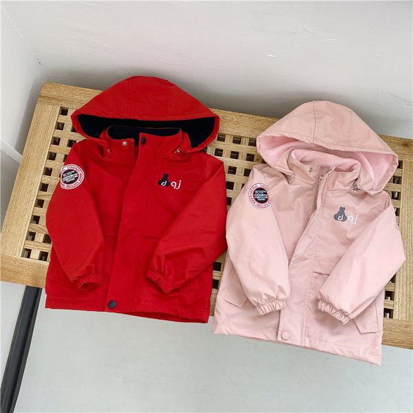 

autumn and winter new children's windbreaker plus velvet jacket outdoor windproof warm fashion design jacket ing, Blue;gray