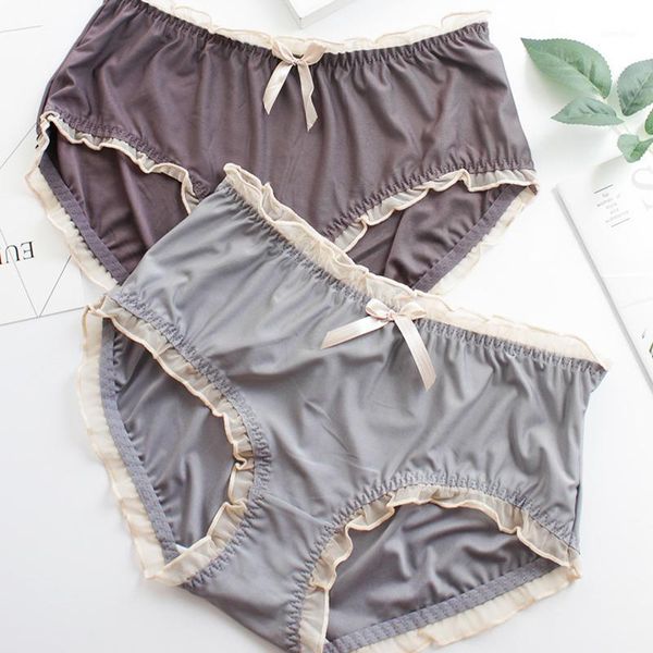 

plus size panties women's underwear ruffle elasticity breathable comfortable soft briefs for women panties of large size female1, Black;pink