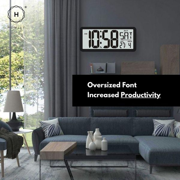 

wall clocks homlly large digital alarm clock w date (36*15cm)