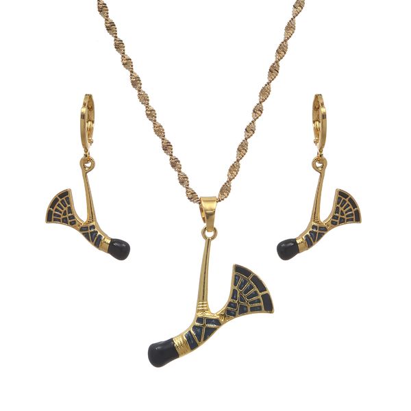 

papua new guinea png enamel horn pattern women wedding jewelry sets, Slivery;golden