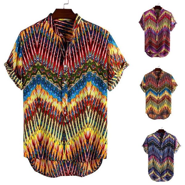 

mens printed stand collar short sleeve casual shirts summer male slim casual clothes streetwear shirts men clothing shirts, White;black