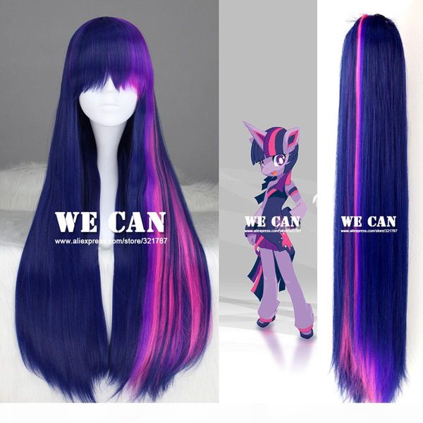 

gt;&gt;&gt; long straight cosplay anime wig ponytail set, Black;brown