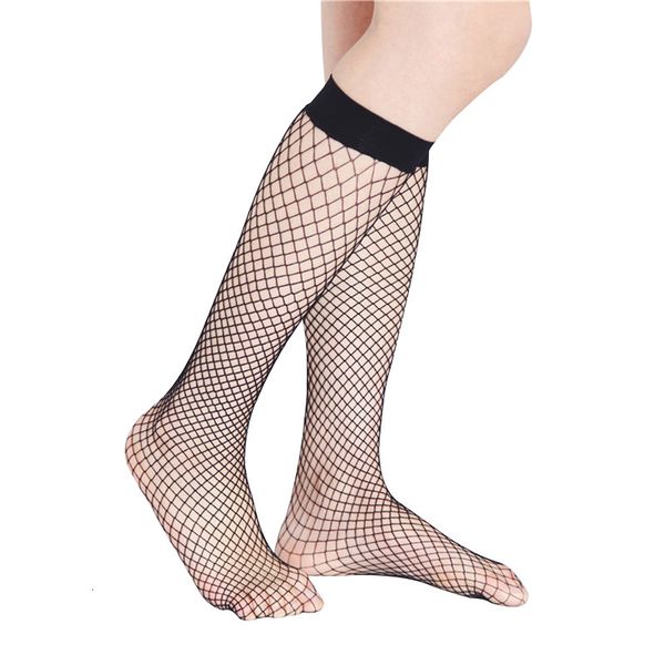 

lady mesh hollow out socks nylon knee high net solid color stocks girls fishnet stocking, Black;white