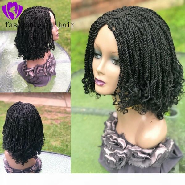 

handtied черная коричневая блондинка плетена кружева парик короткие вьющиеся косы кружевные фронт парик синтетические волосы новые боб короб, Black;brown