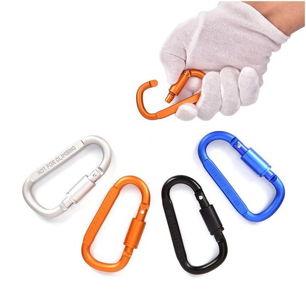 

aluminum alloy d-ring rock climbing carabiner screw lock hanging hook buckle keychain for outdoor camping hiking roc qyldoh