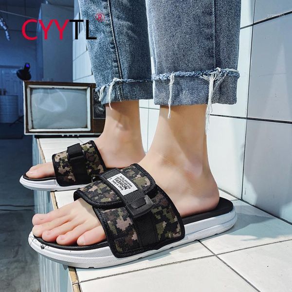 

cyytl men breathable open toe sandals non-slip adjustable summer beach wear camouflage slippers chinelos feminino de quarto1, Black