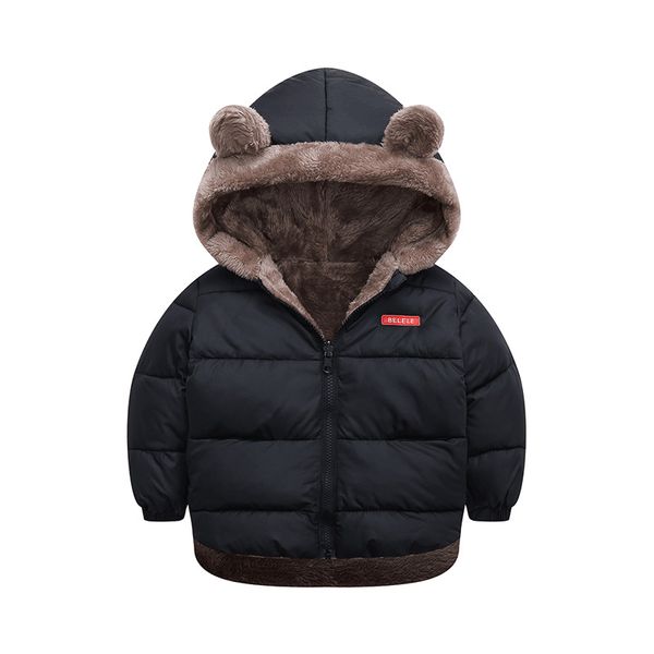 

children's boys girls down clothes babies with thickened cotton padded jacket and cashmere, Blue;gray