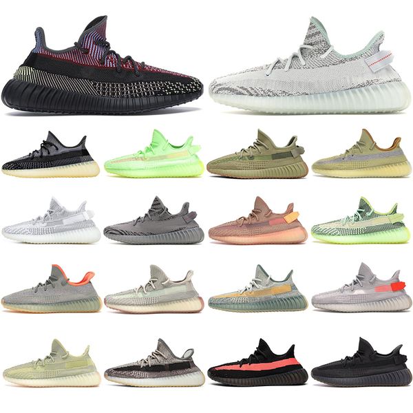 

wholesale kanye west v2 running shoes cream sulfur yeezreel non-reflective black static refective women mens trainers sports sneaker 36-46