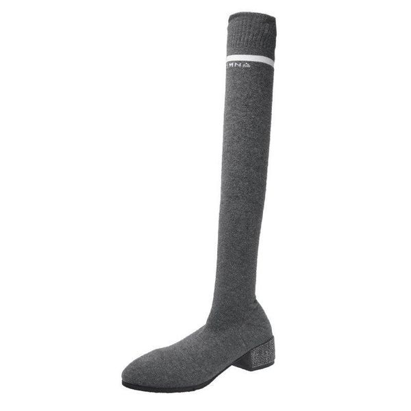 

pointy boot brand women's shoes lady boots thigh high heels high pointe fashion large size ladies women, Black