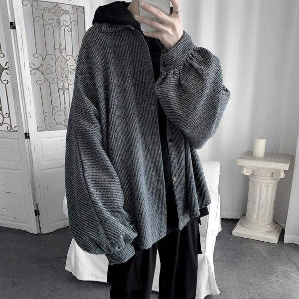 

men's jackets 2021 autumn and winter korean version of the japanese loose personality striped trend youth street casual jacket, Black;brown